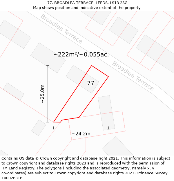 77, BROADLEA TERRACE, LEEDS, LS13 2SG: Plot and title map