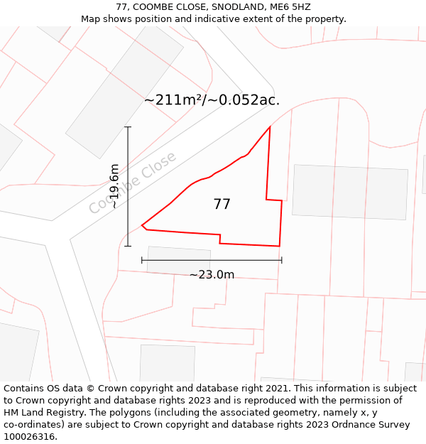 77, COOMBE CLOSE, SNODLAND, ME6 5HZ: Plot and title map