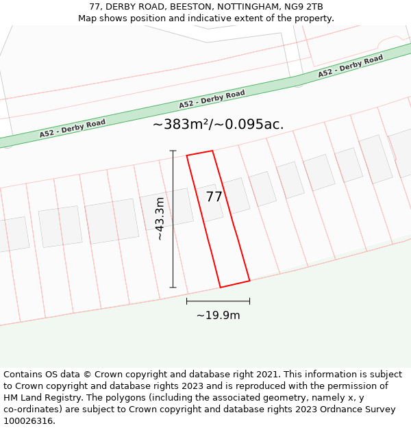 77, DERBY ROAD, BEESTON, NOTTINGHAM, NG9 2TB: Plot and title map