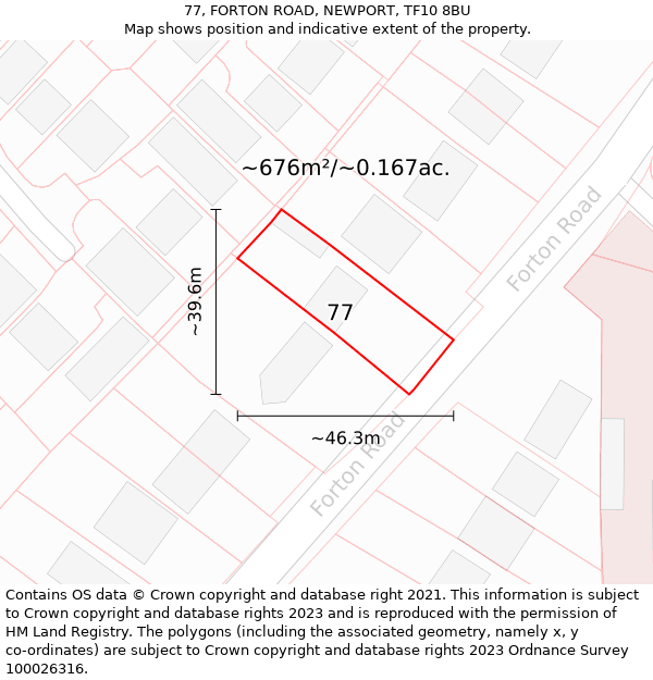 77, FORTON ROAD, NEWPORT, TF10 8BU: Plot and title map