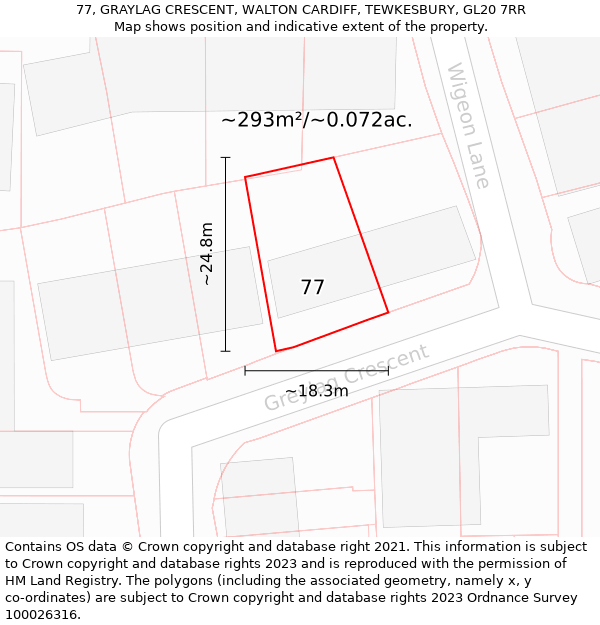 77, GRAYLAG CRESCENT, WALTON CARDIFF, TEWKESBURY, GL20 7RR: Plot and title map