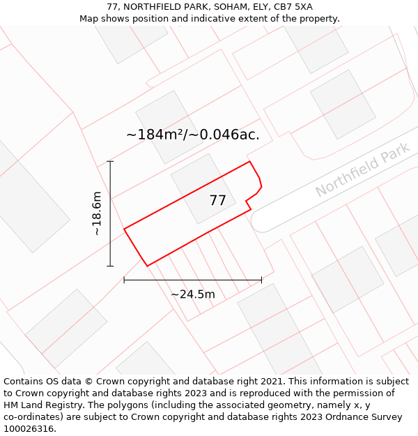 77, NORTHFIELD PARK, SOHAM, ELY, CB7 5XA: Plot and title map