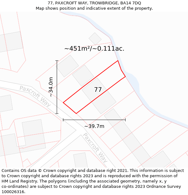 77, PAXCROFT WAY, TROWBRIDGE, BA14 7DQ: Plot and title map