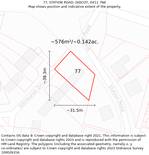 77, STATION ROAD, DIDCOT, OX11 7NE: Plot and title map