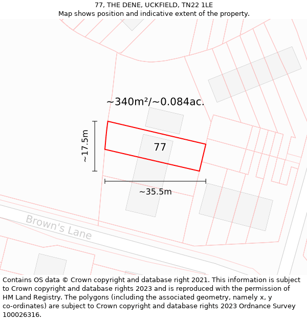 77, THE DENE, UCKFIELD, TN22 1LE: Plot and title map