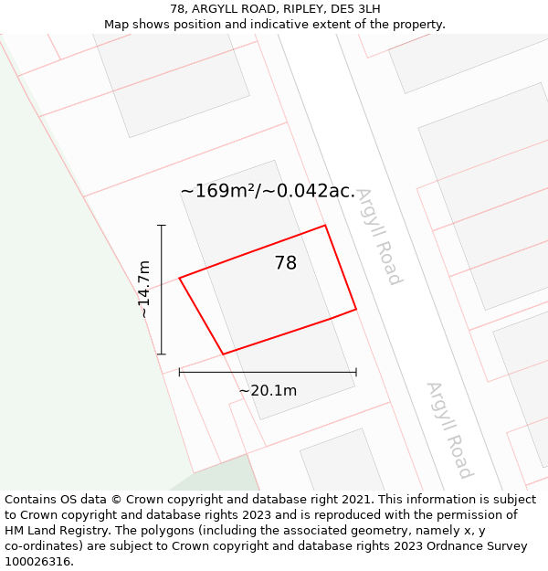 78, ARGYLL ROAD, RIPLEY, DE5 3LH: Plot and title map