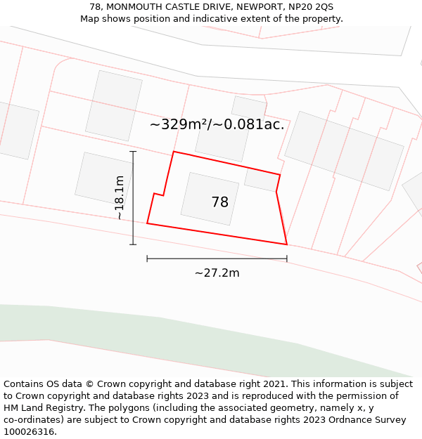 78, MONMOUTH CASTLE DRIVE, NEWPORT, NP20 2QS: Plot and title map