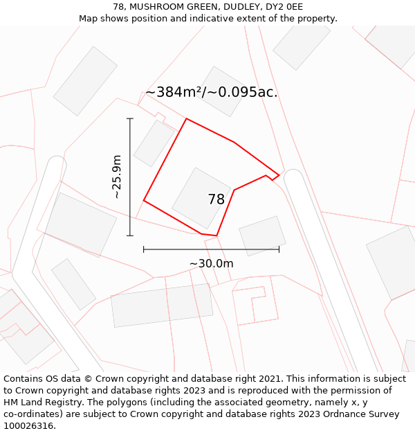 78, MUSHROOM GREEN, DUDLEY, DY2 0EE: Plot and title map