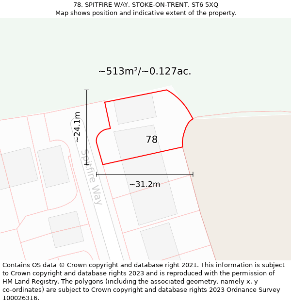 78, SPITFIRE WAY, STOKE-ON-TRENT, ST6 5XQ: Plot and title map