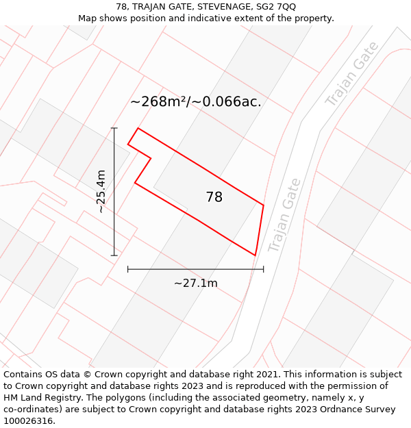 78, TRAJAN GATE, STEVENAGE, SG2 7QQ: Plot and title map