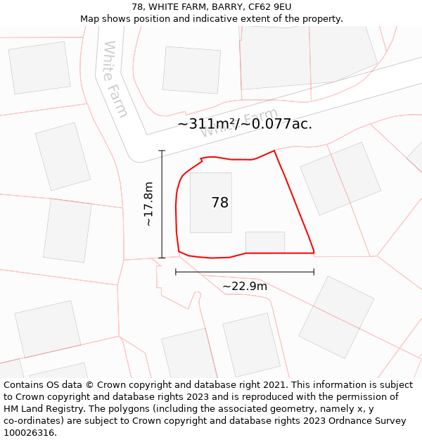 78, WHITE FARM, BARRY, CF62 9EU: Plot and title map