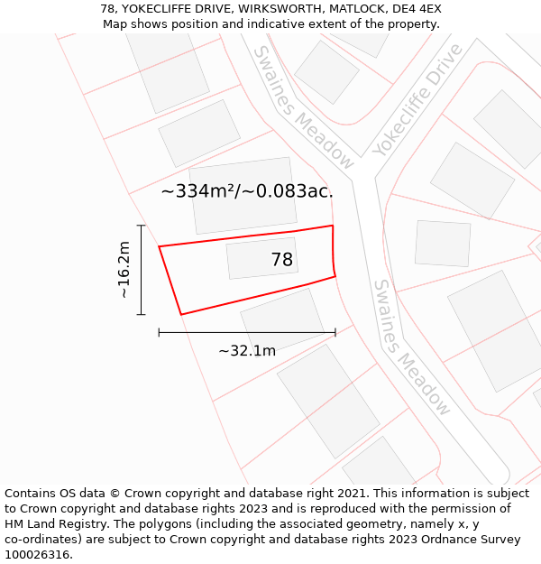 78, YOKECLIFFE DRIVE, WIRKSWORTH, MATLOCK, DE4 4EX: Plot and title map