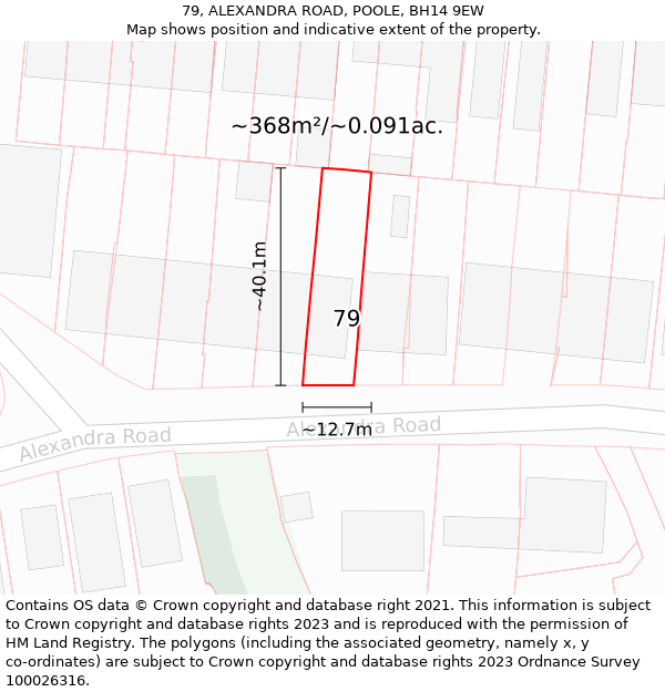 79, ALEXANDRA ROAD, POOLE, BH14 9EW: Plot and title map