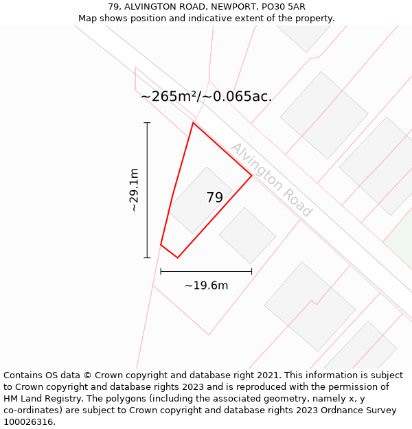 79, ALVINGTON ROAD, NEWPORT, PO30 5AR: Plot and title map