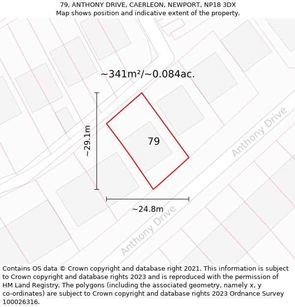 79, ANTHONY DRIVE, CAERLEON, NEWPORT, NP18 3DX: Plot and title map