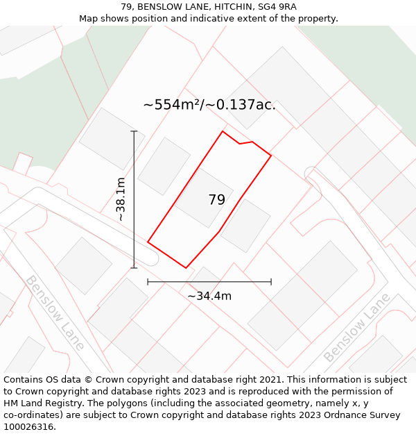 79, BENSLOW LANE, HITCHIN, SG4 9RA: Plot and title map