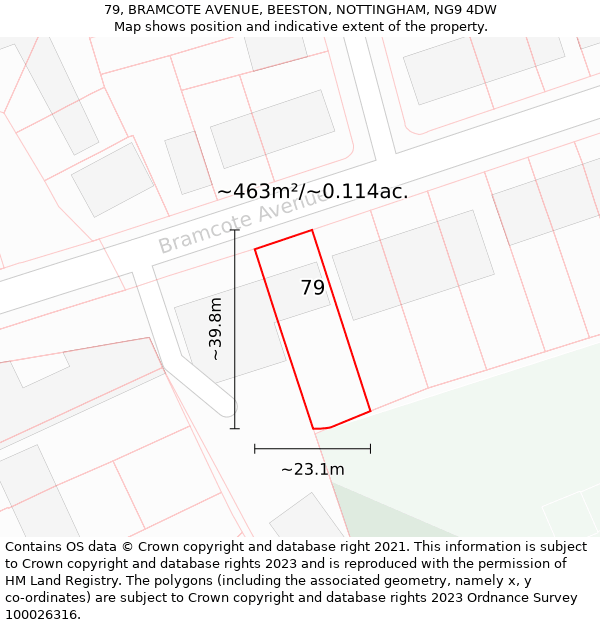 79, BRAMCOTE AVENUE, BEESTON, NOTTINGHAM, NG9 4DW: Plot and title map