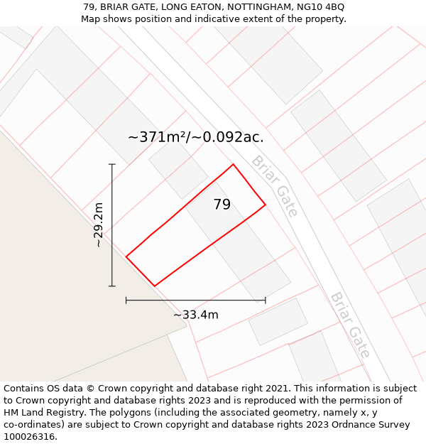 79, BRIAR GATE, LONG EATON, NOTTINGHAM, NG10 4BQ: Plot and title map