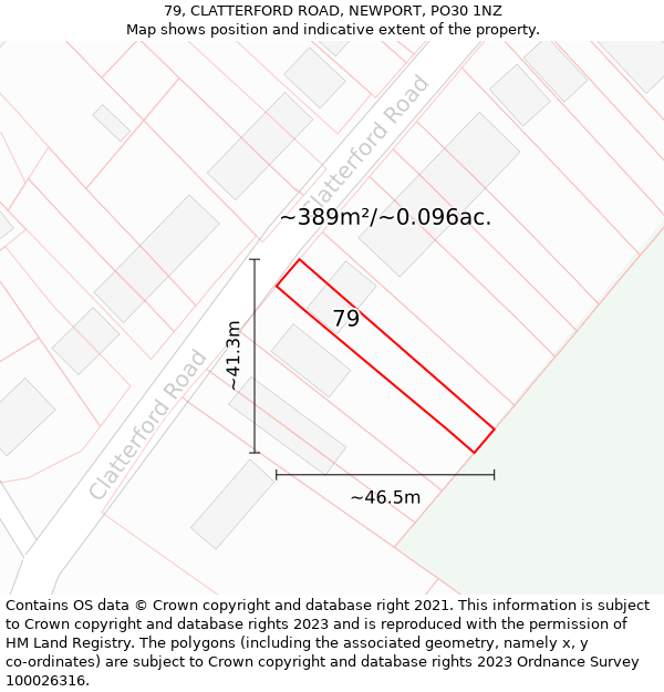 79, CLATTERFORD ROAD, NEWPORT, PO30 1NZ: Plot and title map