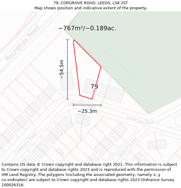 79, COPGROVE ROAD, LEEDS, LS8 2ST: Plot and title map