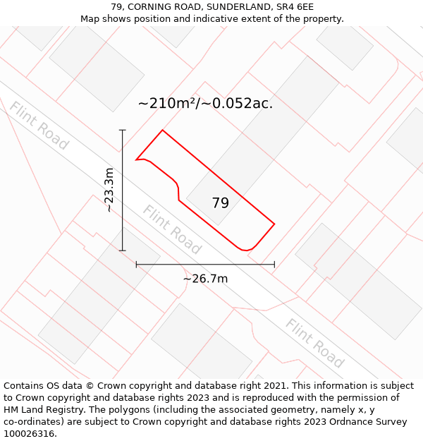 79, CORNING ROAD, SUNDERLAND, SR4 6EE: Plot and title map