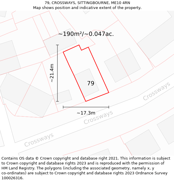 79, CROSSWAYS, SITTINGBOURNE, ME10 4RN: Plot and title map