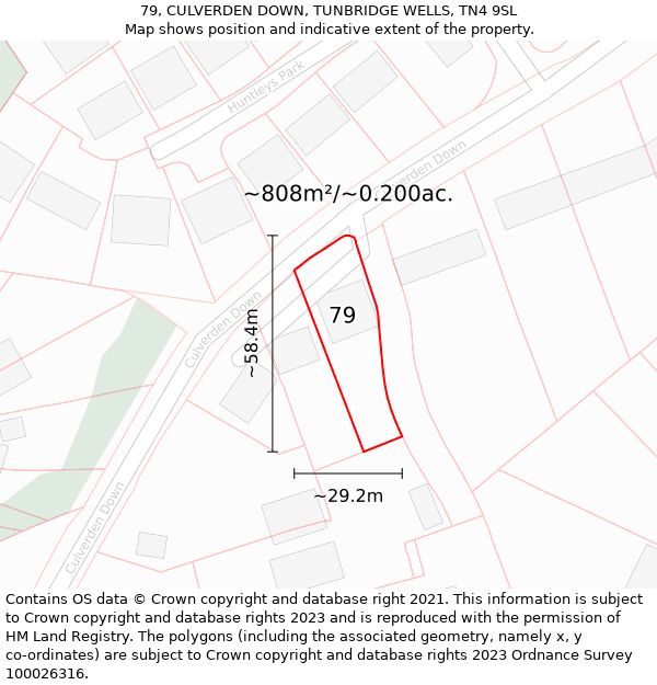 79, CULVERDEN DOWN, TUNBRIDGE WELLS, TN4 9SL: Plot and title map