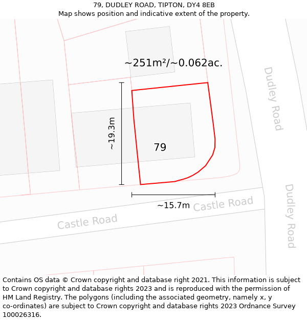 79, DUDLEY ROAD, TIPTON, DY4 8EB: Plot and title map