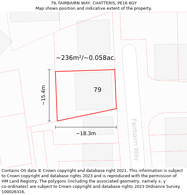 79, FAIRBAIRN WAY, CHATTERIS, PE16 6GY: Plot and title map