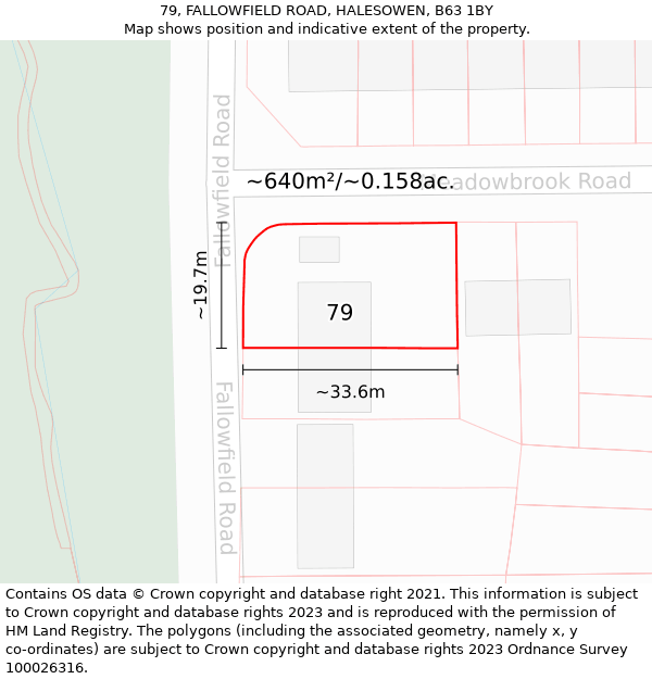 79, FALLOWFIELD ROAD, HALESOWEN, B63 1BY: Plot and title map