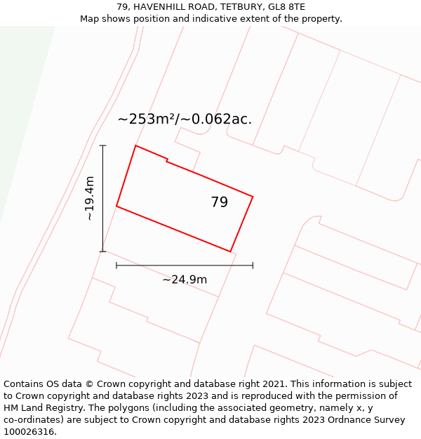 79, HAVENHILL ROAD, TETBURY, GL8 8TE: Plot and title map