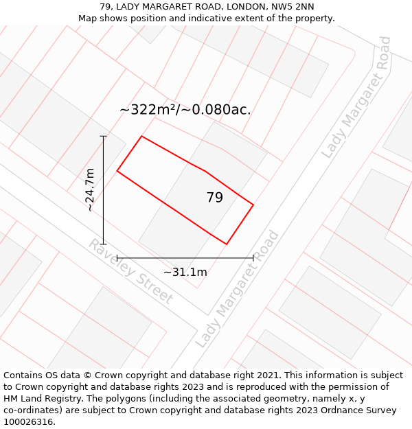 79, LADY MARGARET ROAD, LONDON, NW5 2NN: Plot and title map