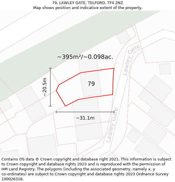 79, LAWLEY GATE, TELFORD, TF4 2NZ: Plot and title map
