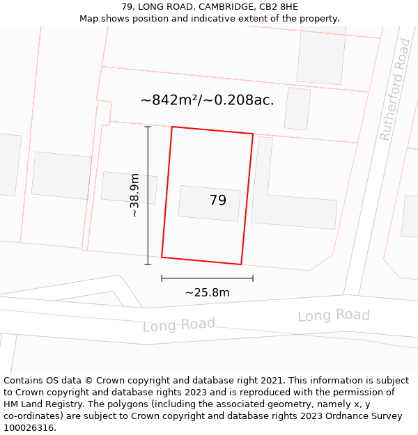 79, LONG ROAD, CAMBRIDGE, CB2 8HE: Plot and title map