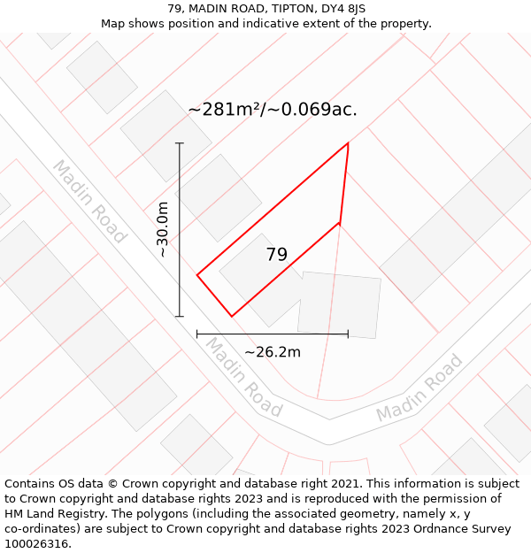 79, MADIN ROAD, TIPTON, DY4 8JS: Plot and title map