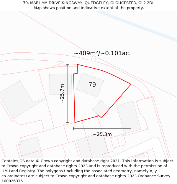 79, MARHAM DRIVE KINGSWAY, QUEDGELEY, GLOUCESTER, GL2 2DL: Plot and title map