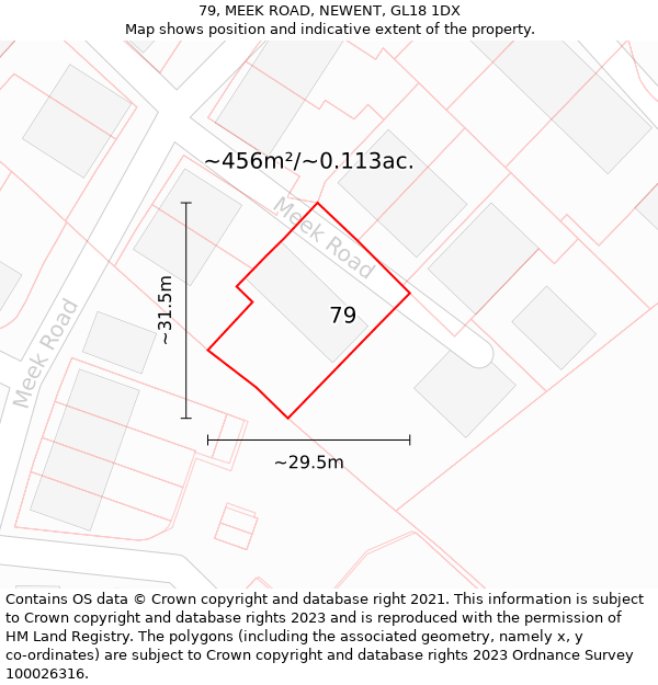 79, MEEK ROAD, NEWENT, GL18 1DX: Plot and title map
