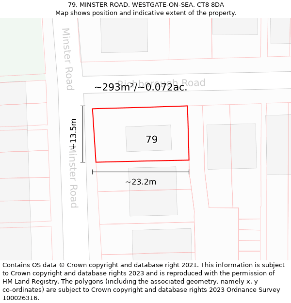 79, MINSTER ROAD, WESTGATE-ON-SEA, CT8 8DA: Plot and title map