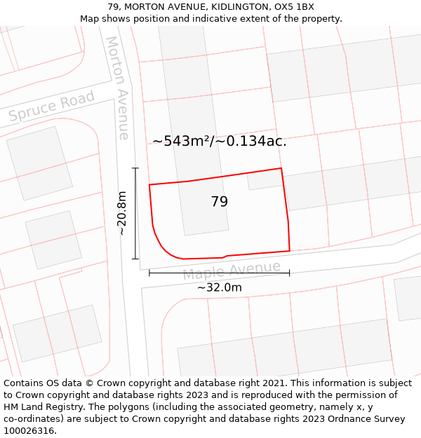 79, MORTON AVENUE, KIDLINGTON, OX5 1BX: Plot and title map