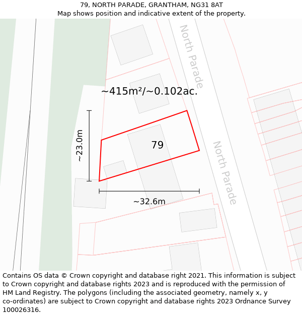 79, NORTH PARADE, GRANTHAM, NG31 8AT: Plot and title map