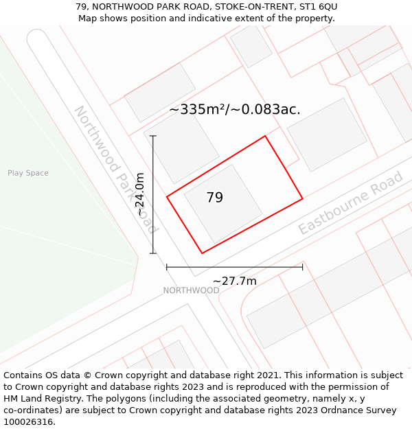 79, NORTHWOOD PARK ROAD, STOKE-ON-TRENT, ST1 6QU: Plot and title map