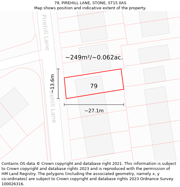 79, PIREHILL LANE, STONE, ST15 0AS: Plot and title map