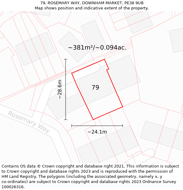 79, ROSEMARY WAY, DOWNHAM MARKET, PE38 9UB: Plot and title map