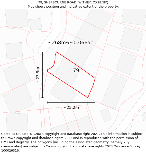 79, SHERBOURNE ROAD, WITNEY, OX28 5FQ: Plot and title map