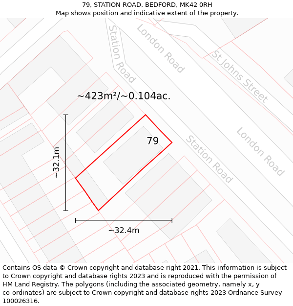 79, STATION ROAD, BEDFORD, MK42 0RH: Plot and title map