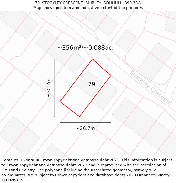 79, STOCKLEY CRESCENT, SHIRLEY, SOLIHULL, B90 3SW: Plot and title map