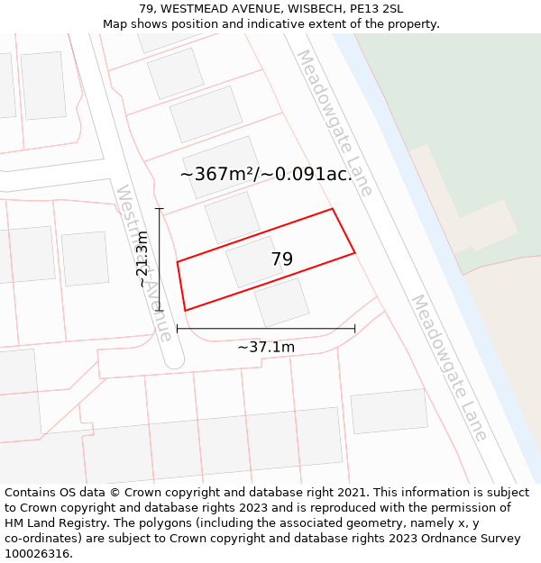 79, WESTMEAD AVENUE, WISBECH, PE13 2SL: Plot and title map