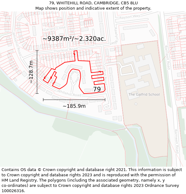 79, WHITEHILL ROAD, CAMBRIDGE, CB5 8LU: Plot and title map