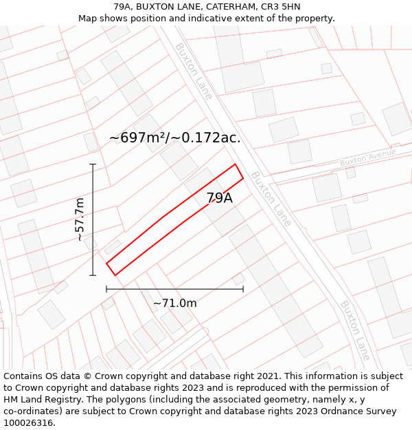 79A, BUXTON LANE, CATERHAM, CR3 5HN: Plot and title map