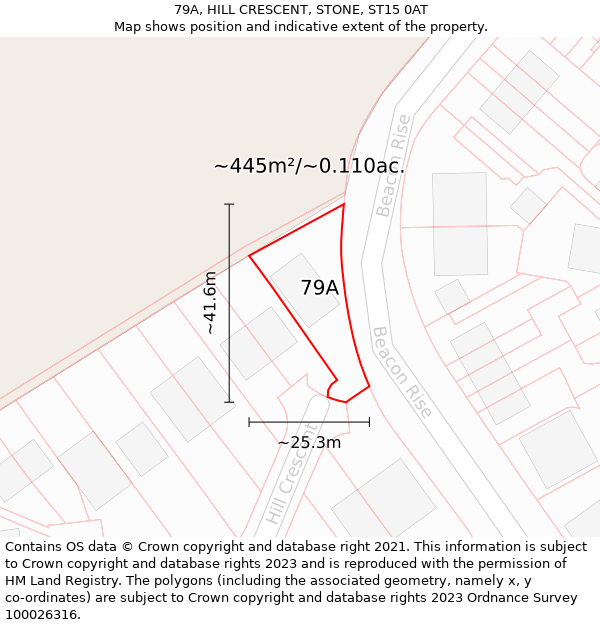 79A, HILL CRESCENT, STONE, ST15 0AT: Plot and title map